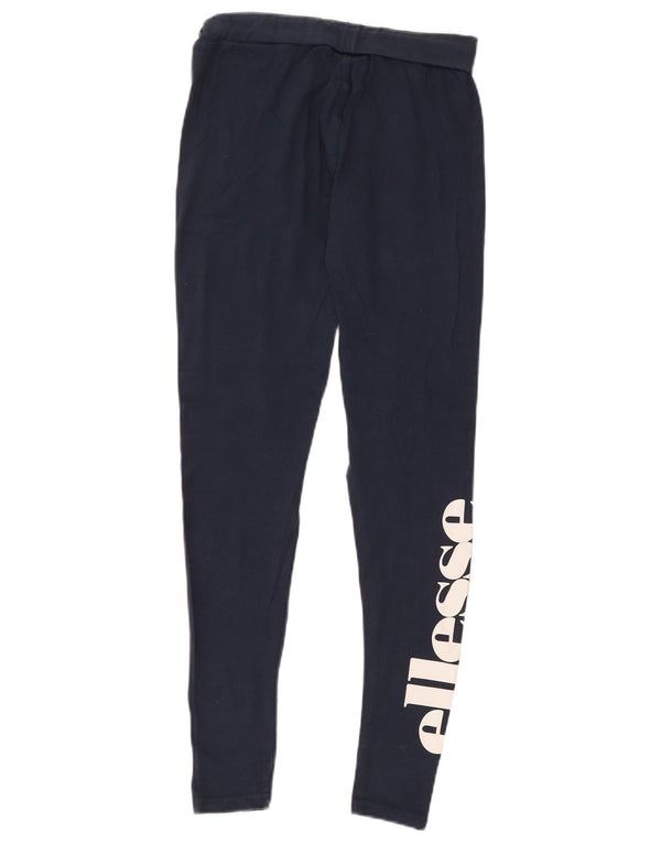 Ellesse Womens Graphic Leggings UK 10 Small Marineblau Baumwolle