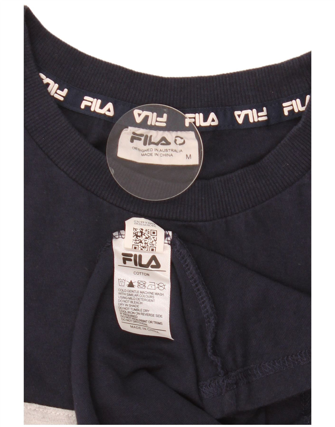 Fila Herren Grafik-T-Shirt-Oberteil aus mittelblauer, marineblauer Colourblock-Baumwolle