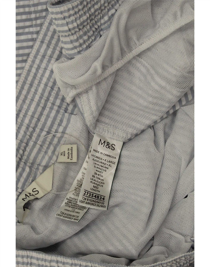 Marks & Spencer Herren-Badeshorts XL, blaues Nadelstreifen-Polyester