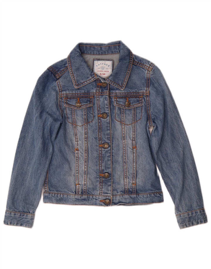 Fat Face Jeansjacke für Mädchen, 9–10 Jahre, blaue Baumwolle