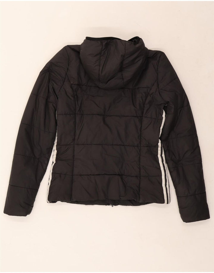 ADIDAS Wattierte Damenjacke mit Kapuze, UK 10, Größe S, Schwarz, Polyester