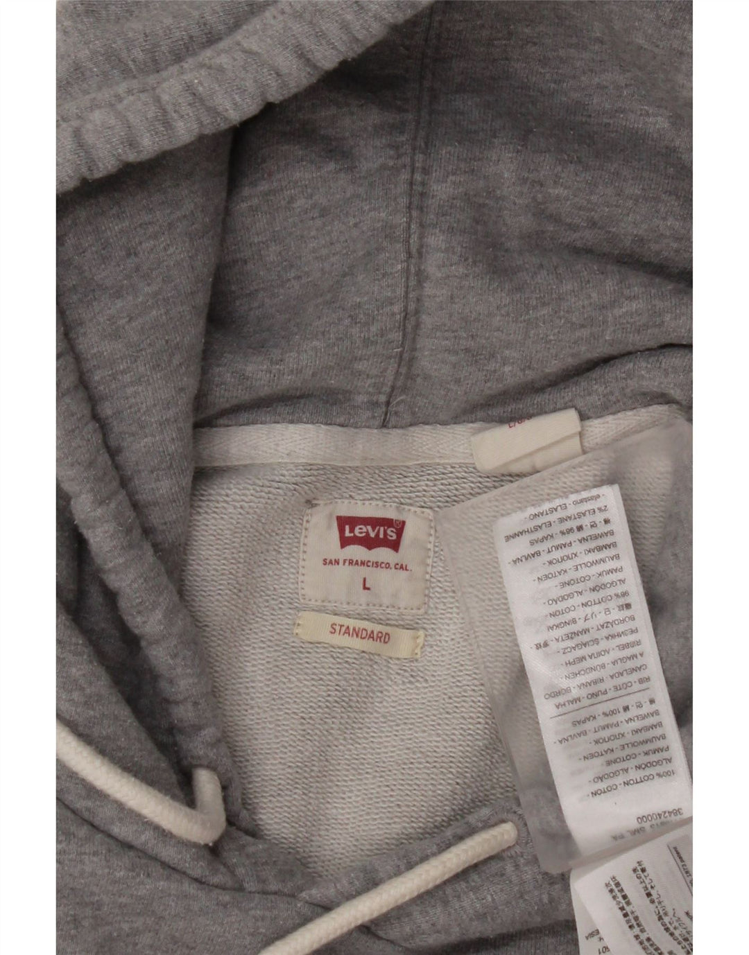 LEVI'S Herren-Kapuzenpullover mit Standard-Passform und Grafik, groß, graue Baumwolle