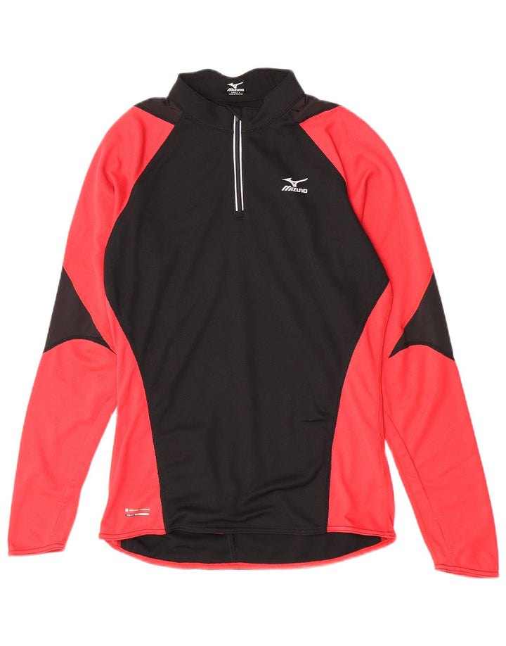 Mizuno Herren-Pullover-Trainingsanzugoberteil mit Reißverschluss am Hals, Größe S, Schwarz, Farbblock