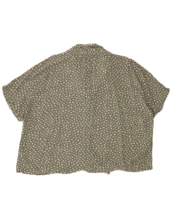 FAT FACE Damen-Hemdbluse mit Krawatte vorne, UK 20 2XL, grün gefleckt