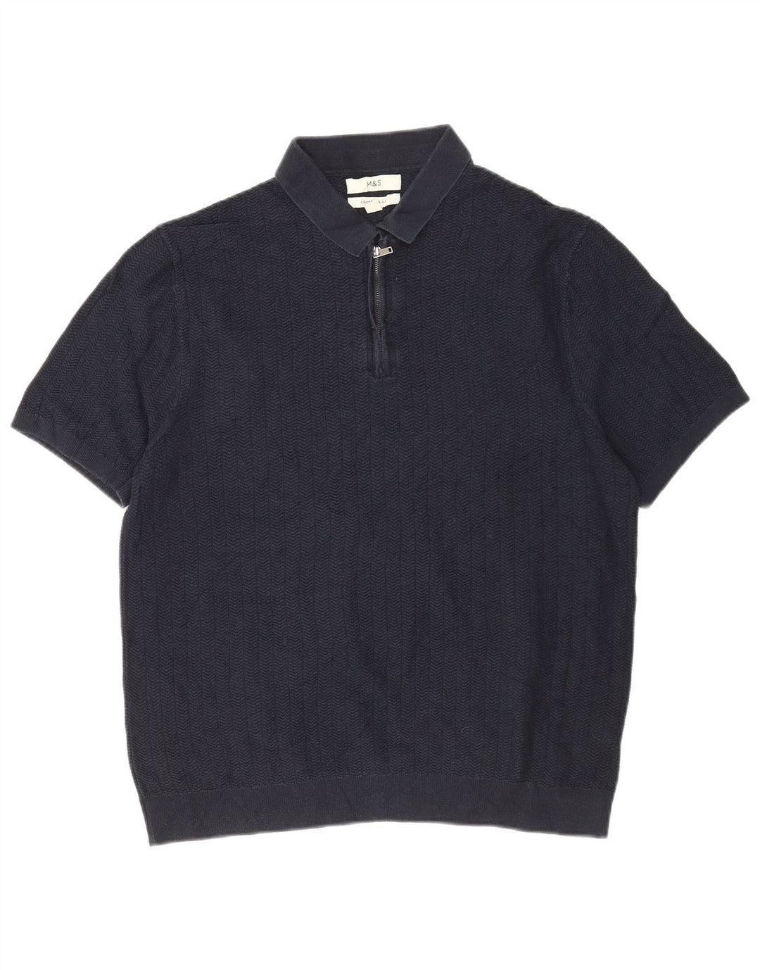 Marks & Spencer Herren-Pullover mit Rollkragen, groß, marineblau, Fischgrätenmuster
