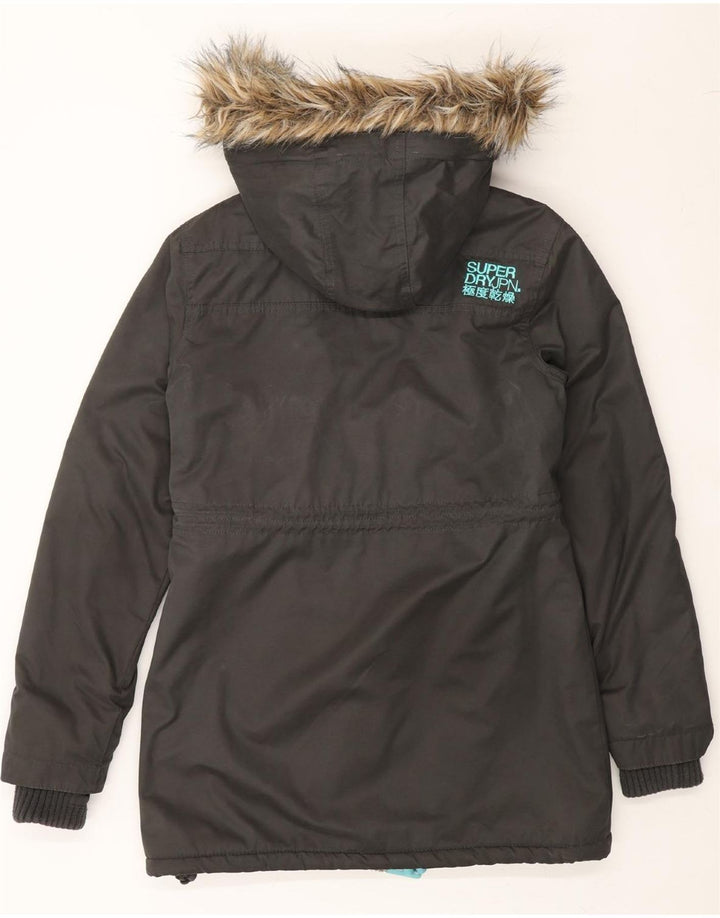 SUPERDRY Womens The Windcheater Hooded Windbreaker Coat UK 14 Medium Black Vintage Superdry and Second-Hand Superdry from Messina Hembry 