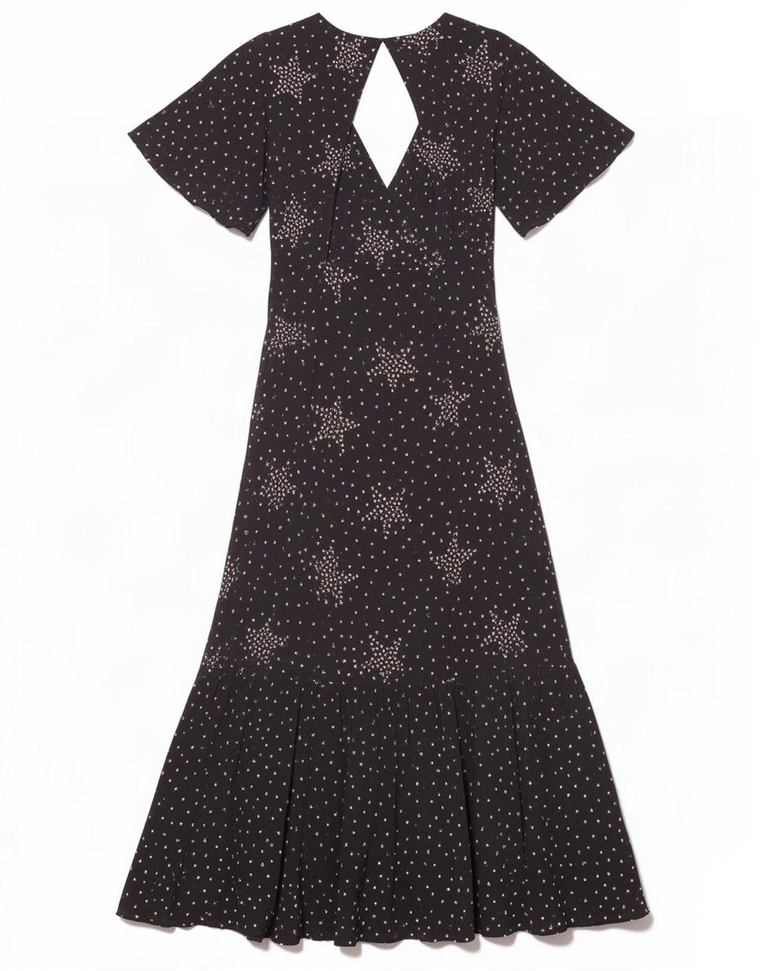 Topshop Damen-Maxikleid mit abstraktem Muster, Größe S, Schwarz, gepunktet