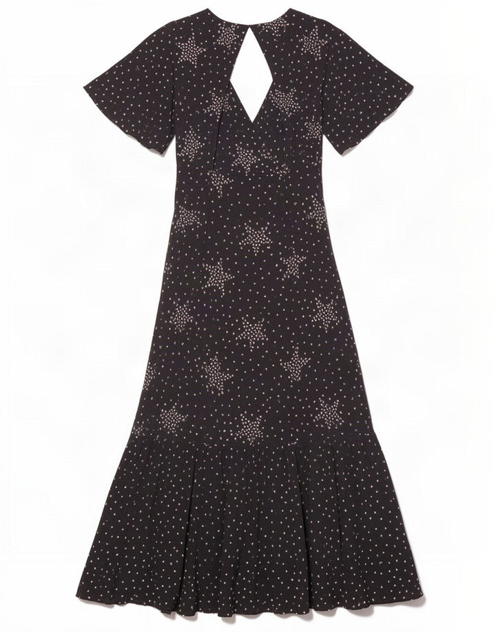 Topshop Damen-Maxikleid mit abstraktem Muster, Größe S, Schwarz, gepunktet