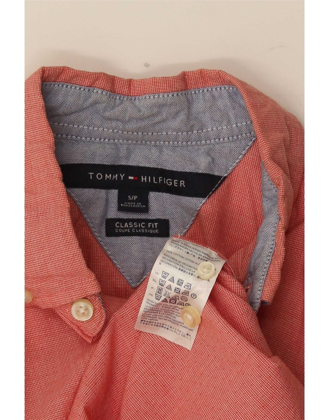 Tommy Hilfiger Herren-Hemd, kurzärmelig, klassische Passform, kleines rotes Hahnentrittmuster