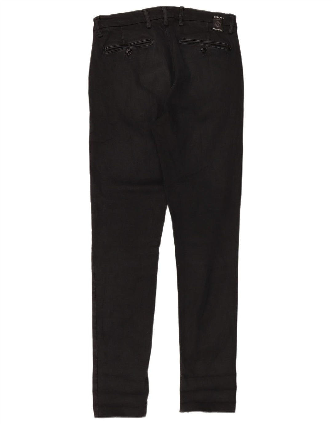 Replay Damen Zeumar Slim Chino Hose W30 L32 Schwarz Baumwolle