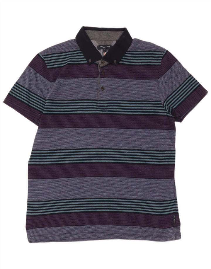 Ted Baker Herren-Poloshirt, Größe 4, groß, mehrfarbig, gestreift, Baumwolle