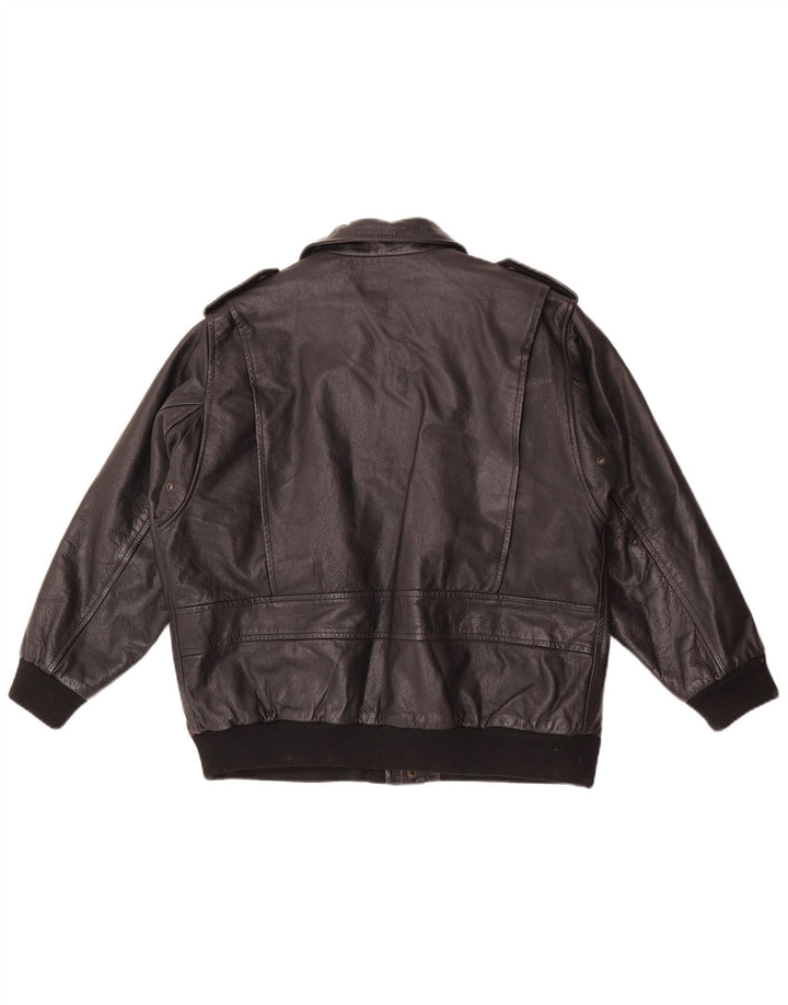 Vintage Herren Militärlederjacke UK 36 Small Schwarz