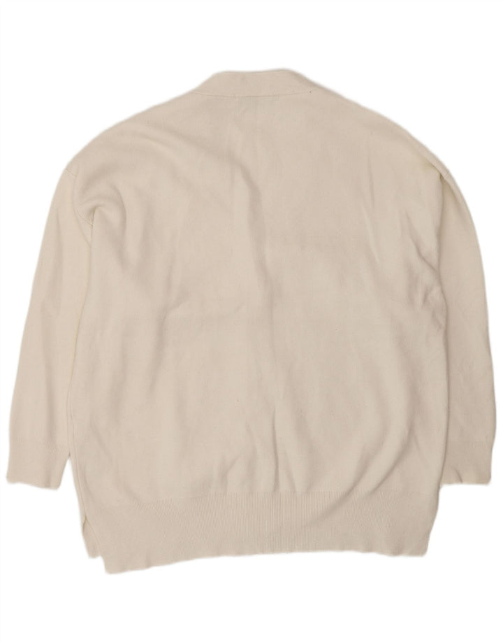Zara Damen-Strickjacke in Übergröße, Gr. 10, Größe S, weiße Viskose
