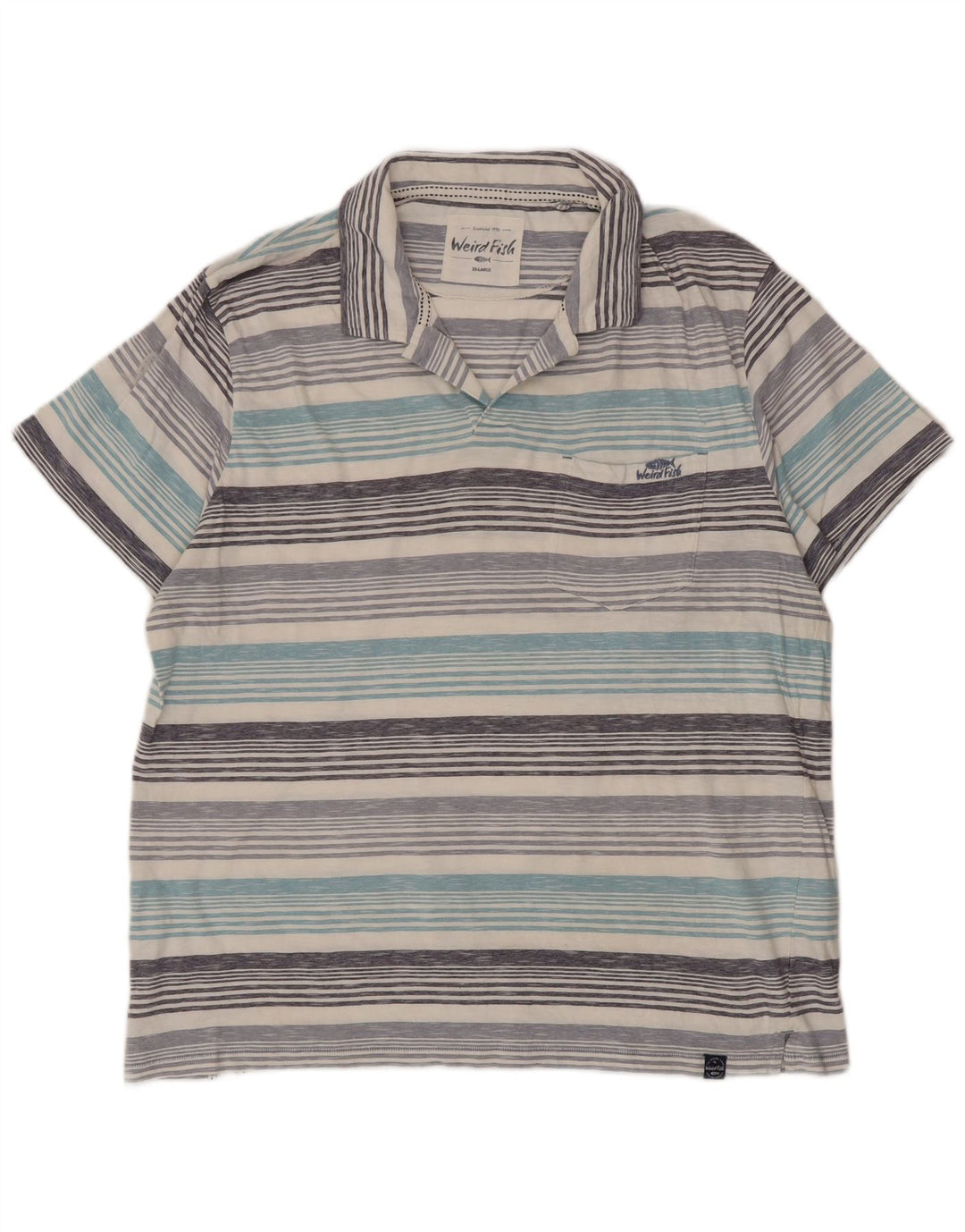 Weird Fish Herren-Poloshirt 2XL, blau gestreift, Baumwolle