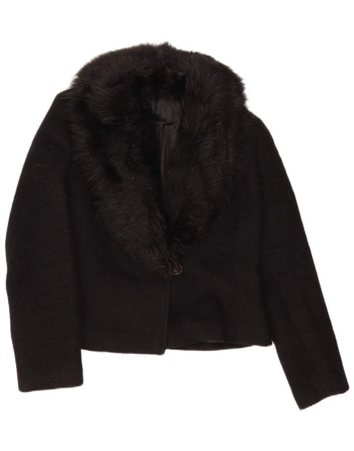 Vintage Damen 1 Knopf Blazer Jacke UK 14 Medium Schwarz