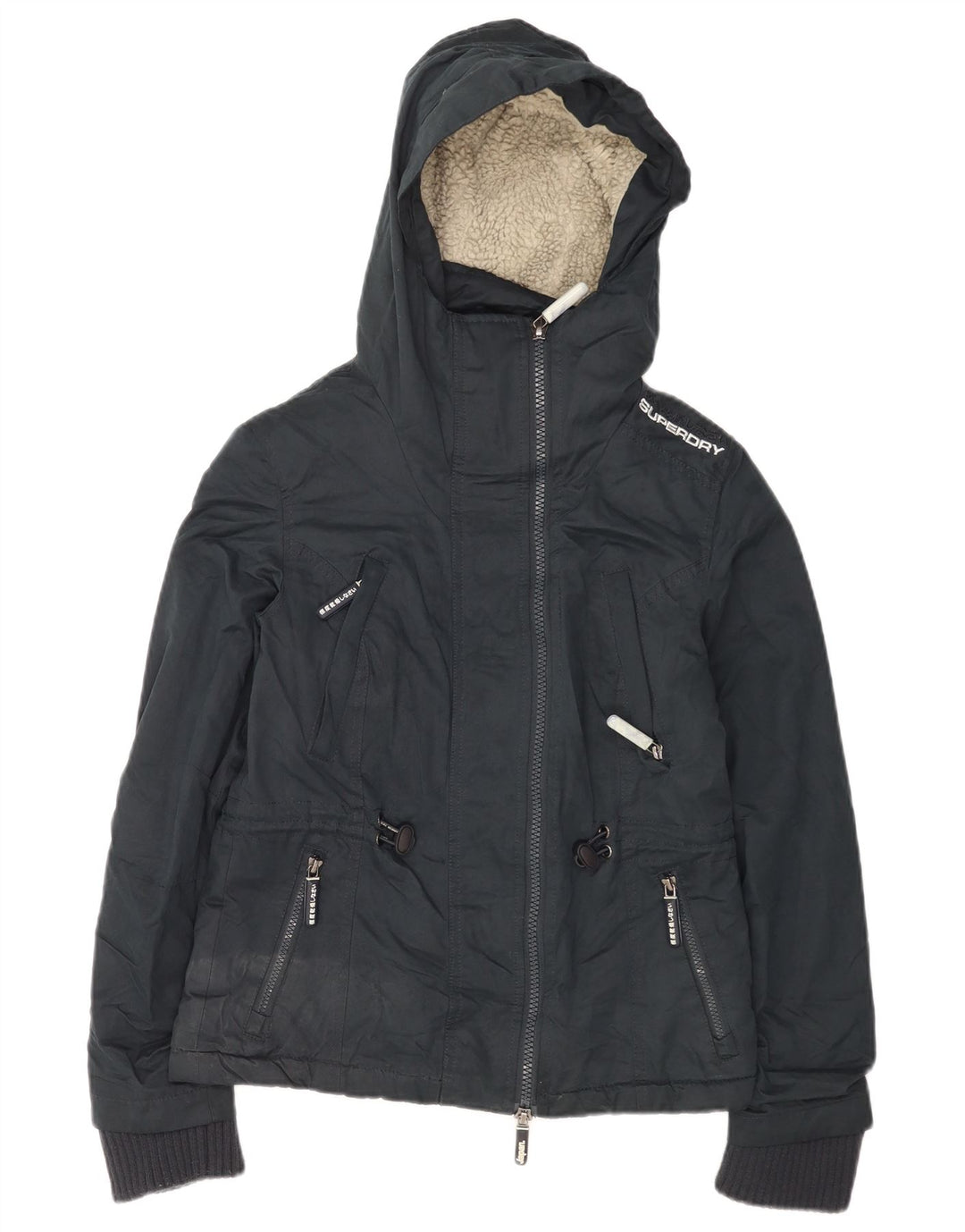 Superdry Damen Graphic Windjacke UK 10 Small Marineblau