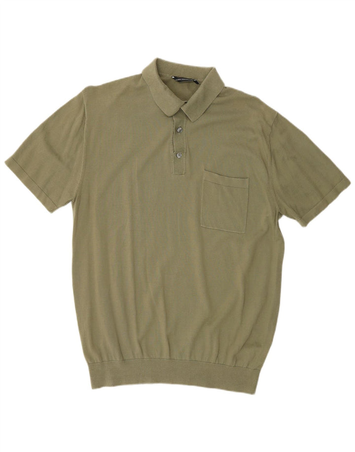 FRENCH CONNECTION Herren-Pullover mit Polokragen, kurzärmelig, Mittelkhaki