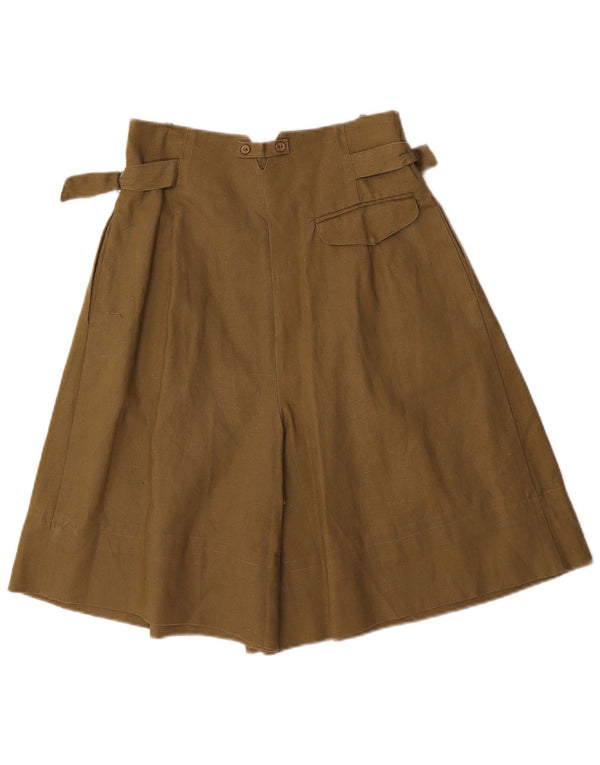 Vintage Damen High Waist Pegged Casual Shorts UK 10 Small W26 Khaki Ramie