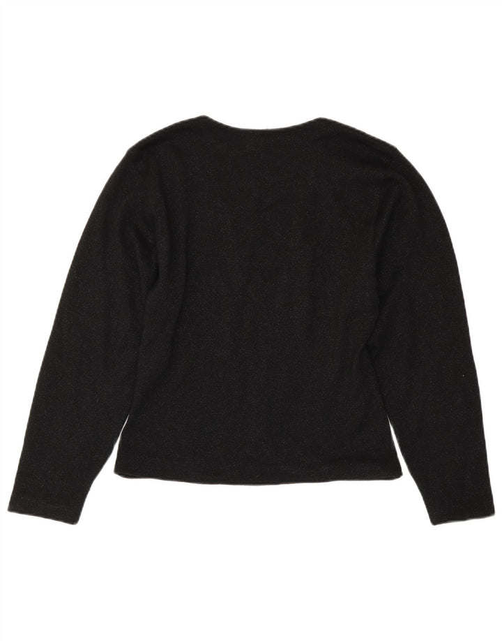 Vintage Damen Offener Cardigan Pullover IT 44 Mittelschwarze Schurwolle