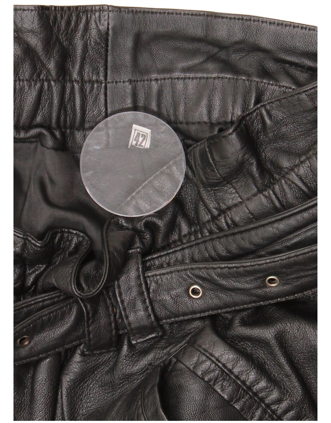 Vintage Damen gerade Lederhose IT 42 Medium W30 L30 Schwarz