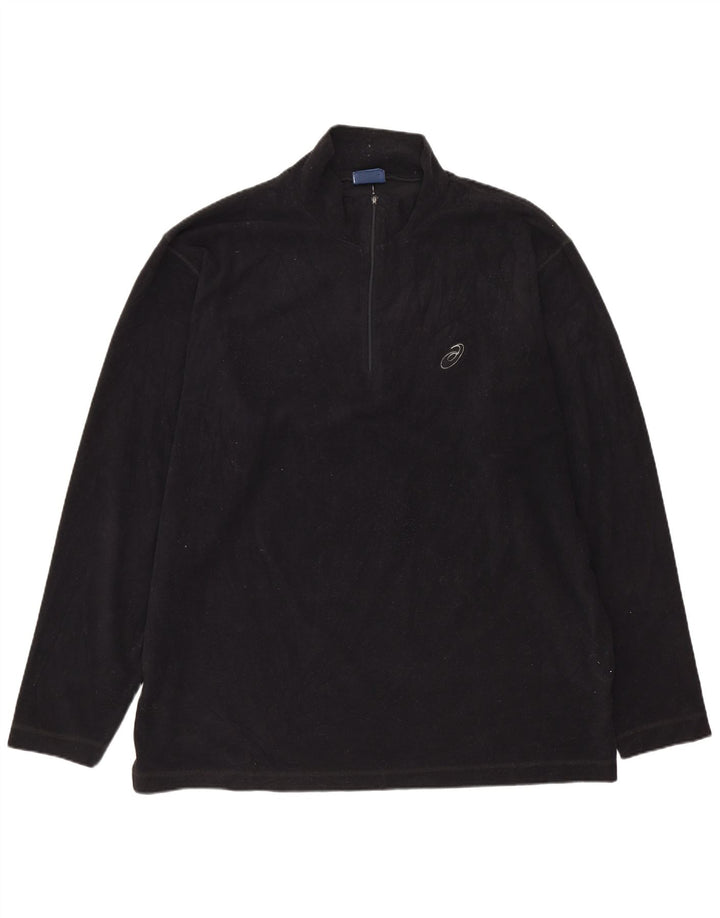 Asics Herren-Fleecepullover mit Reißverschluss, XL, Schwarz, Polyester