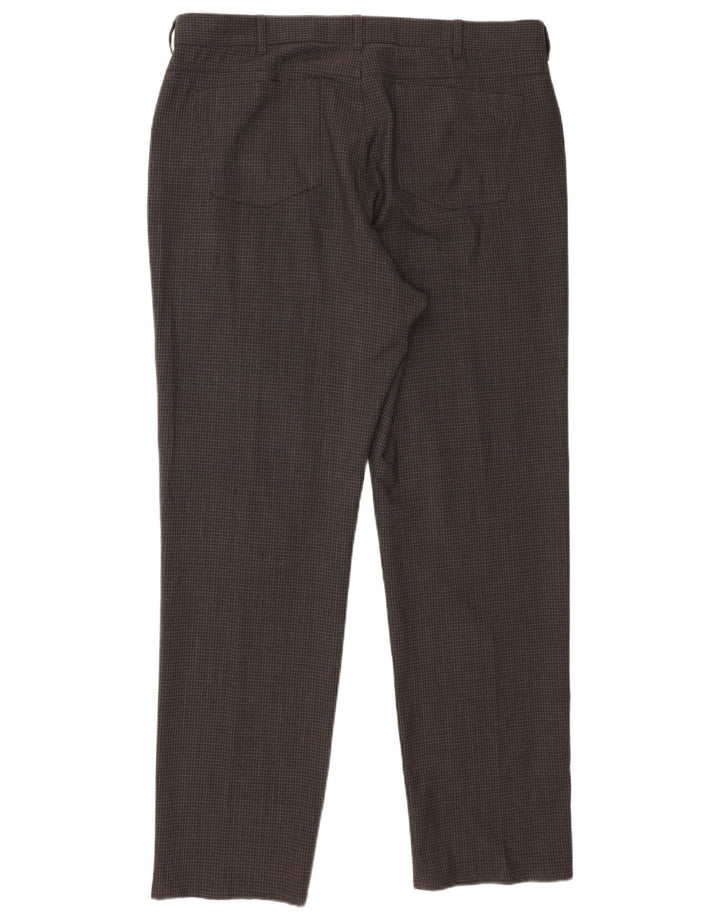 Marks & Spencer Herren-Freizeithose, gerade, W38, L31, grau kariertes Polyester