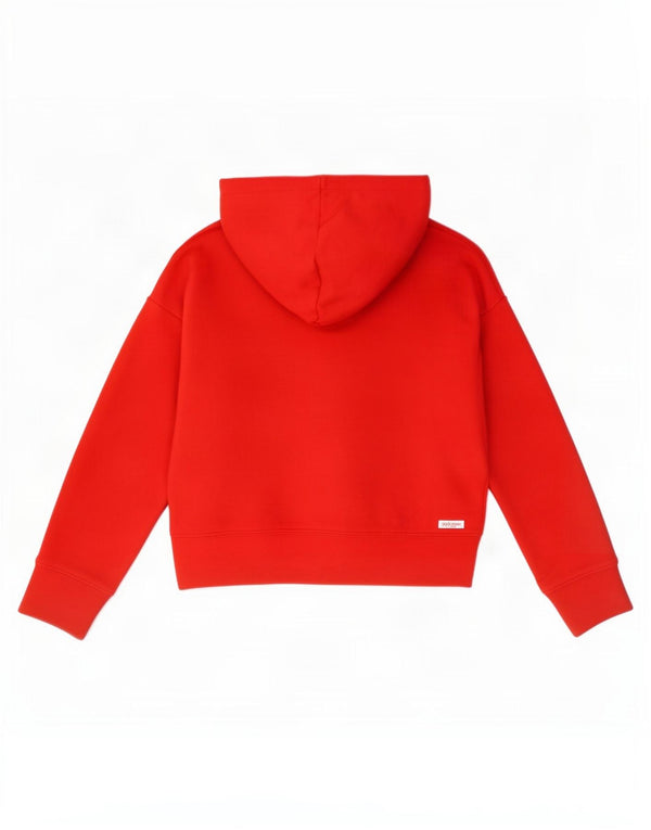 Zara Damen Crop Oversized Hoodie Pullover UK 10 Small Rote Baumwolle