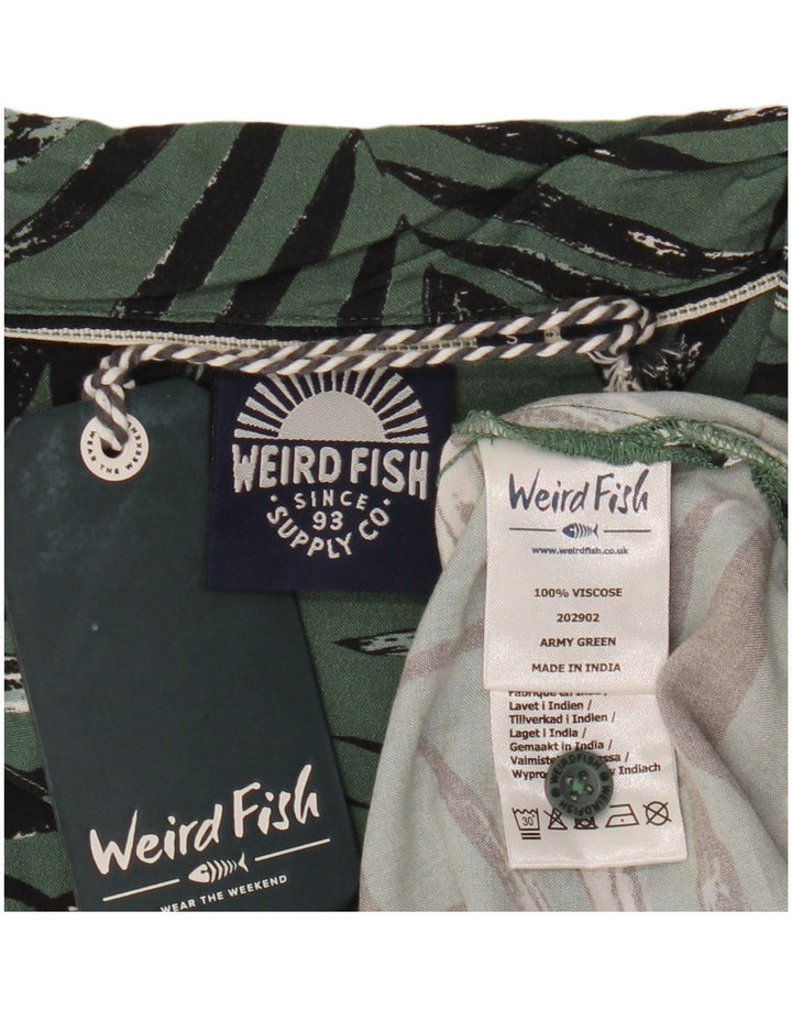 Weird Fish Herren-Kurzarmhemd mit abstraktem Muster, klein, grüne Viskose