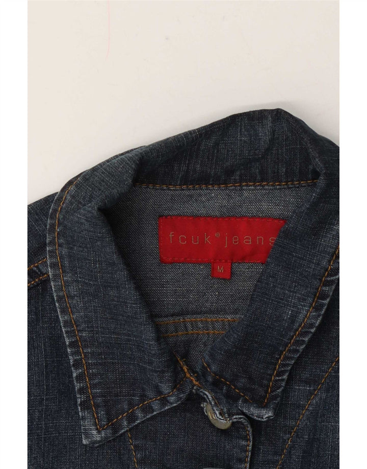Fcuk Damen Crop Denim Jacke UK 12 Mittelblau