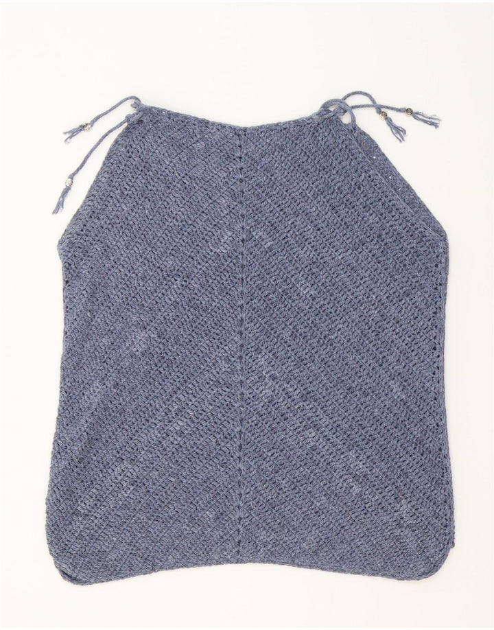 VINTAGE Womens Knit Cami Top UK 14 Large Blue Vintage Vintage and Second-Hand Vintage from Messina Hembry 