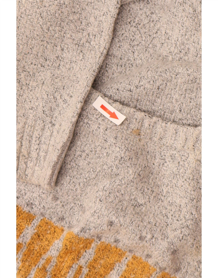 Weird Fish Offener Damen-Cardigan-Pullover, Gr. 10, klein, grau, geometrisch, Acryl