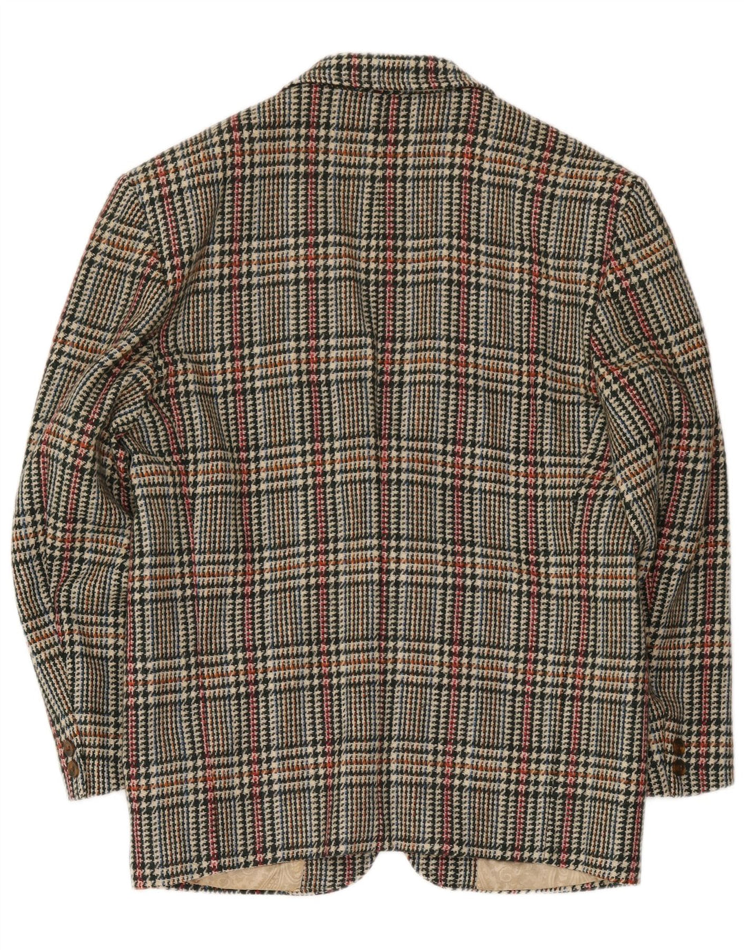 Vintage Herren 2-Knopf-Blazer-Jacke IT 48 Medium Mehrfarbiger Hahnentritt