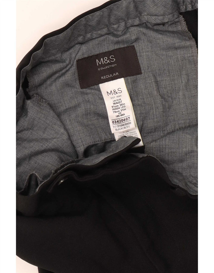Marks & Spencer Herren-Anzughose, gerade, normal, W36, L31, Schwarz, Polyester