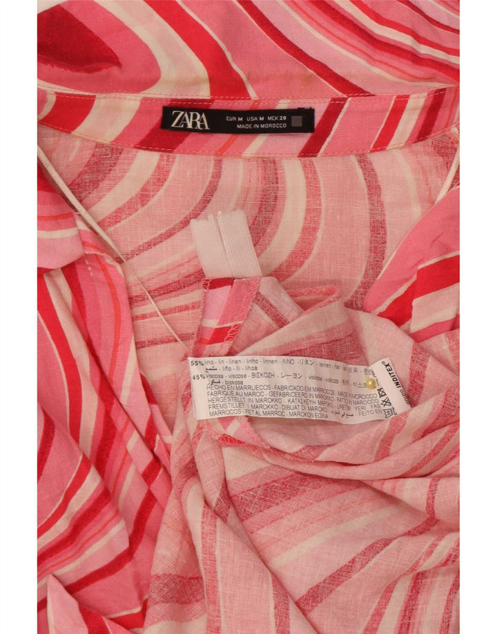 Zara Damen-Etuikleid mit Cut-Out und abstraktem Muster, Gr. 12, Mittelrosa