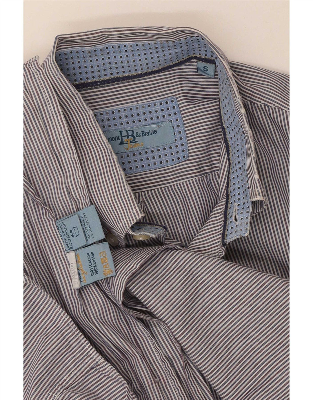 Harmont & Blaine Herrenhemd, kleine blaue Nadelstreifen-Baumwolle