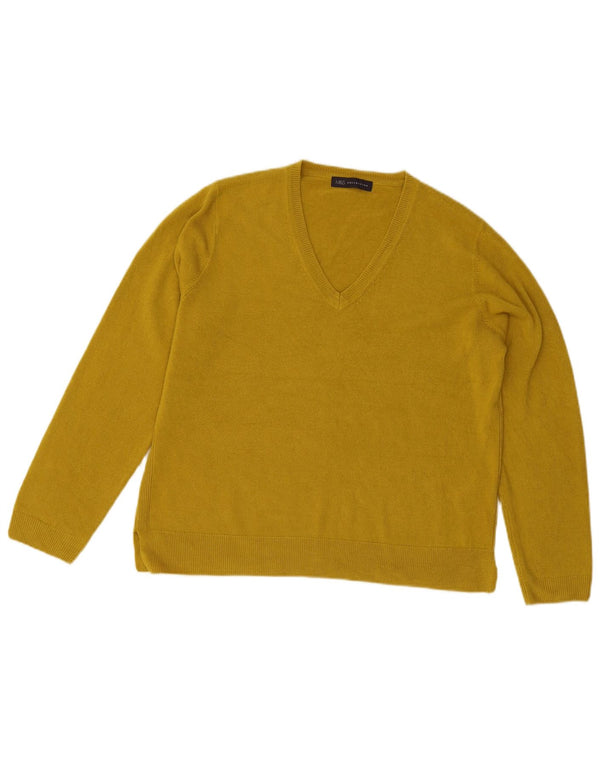 Marks & Spencer Damen-Pullover mit V-Ausschnitt, Gr. 18, XL, gelbes Acryl