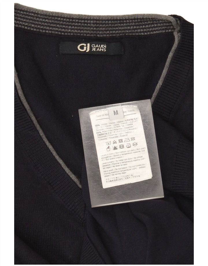 Gaudi Herren-Pullover mit V-Ausschnitt, mittlere marineblaue Viskose