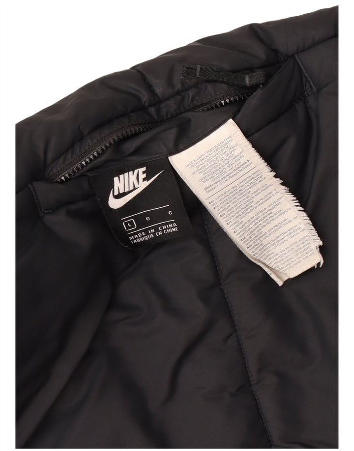 Nike Damen Kapuzenjacke, wendbar, gepolstert, UK 16, Größe L, Schwarz, Polyester