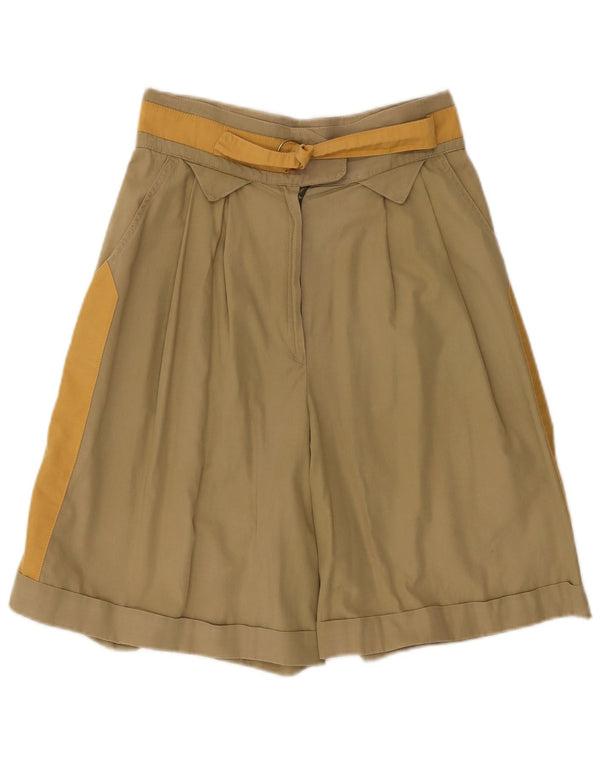 Vintage Damen Bermudashorts mit hoher Taille IT 44 Medium W28 Khaki Farbblock