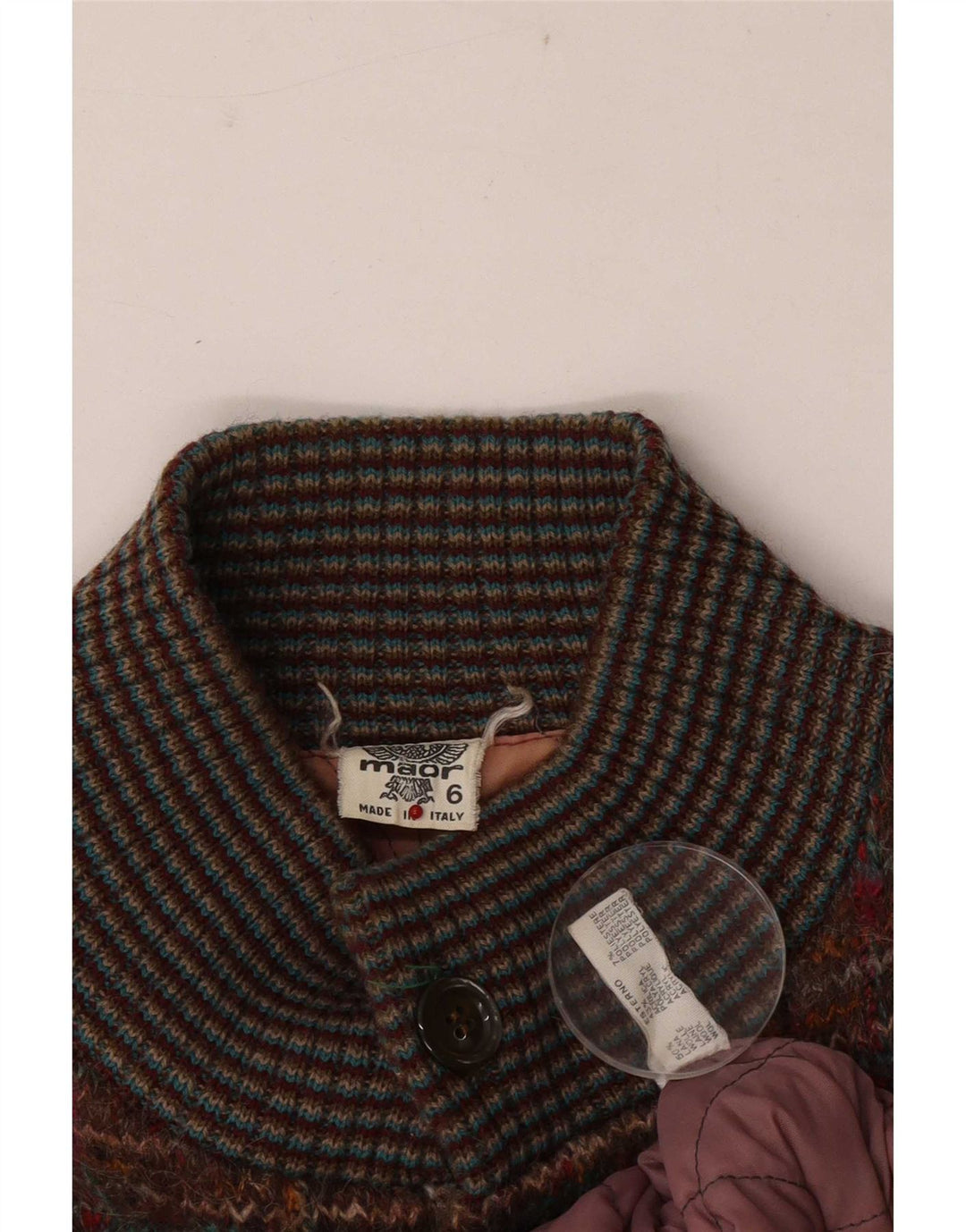 Vintage Herren Strick Bomberjacke UK 38 Mittelbraun gefleckte Wolle