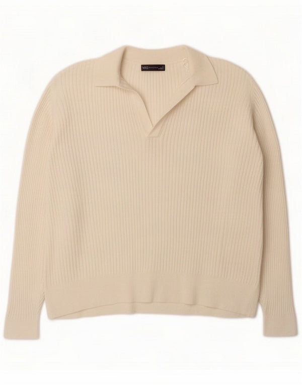 Marks & Spencer Damen Rollkragenpullover Pullover UK 22 3XL Off White Viscose