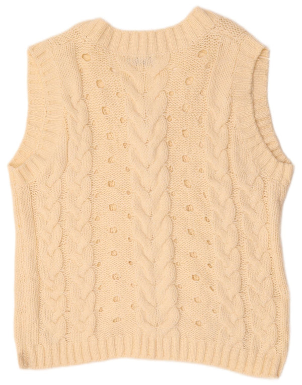 Zara Womens Oversized Vest Tank Top UK 16 Large Off White Acrylic