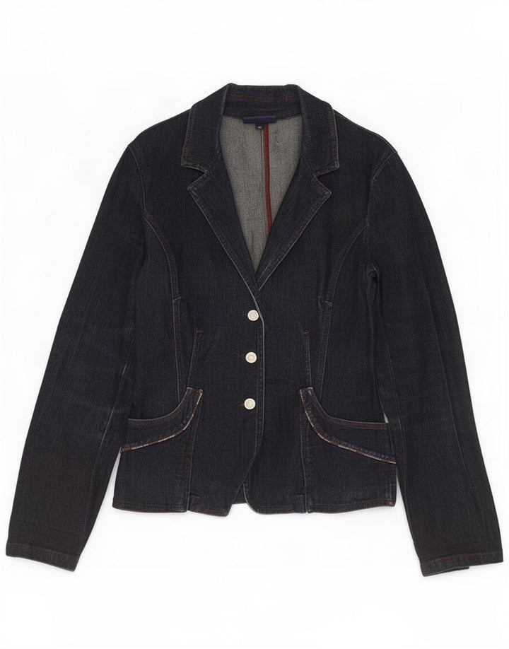 Trussardi Jeans Damen 3-Knopf-Denim-Blazer-Jacke IT 46 Large Marineblau