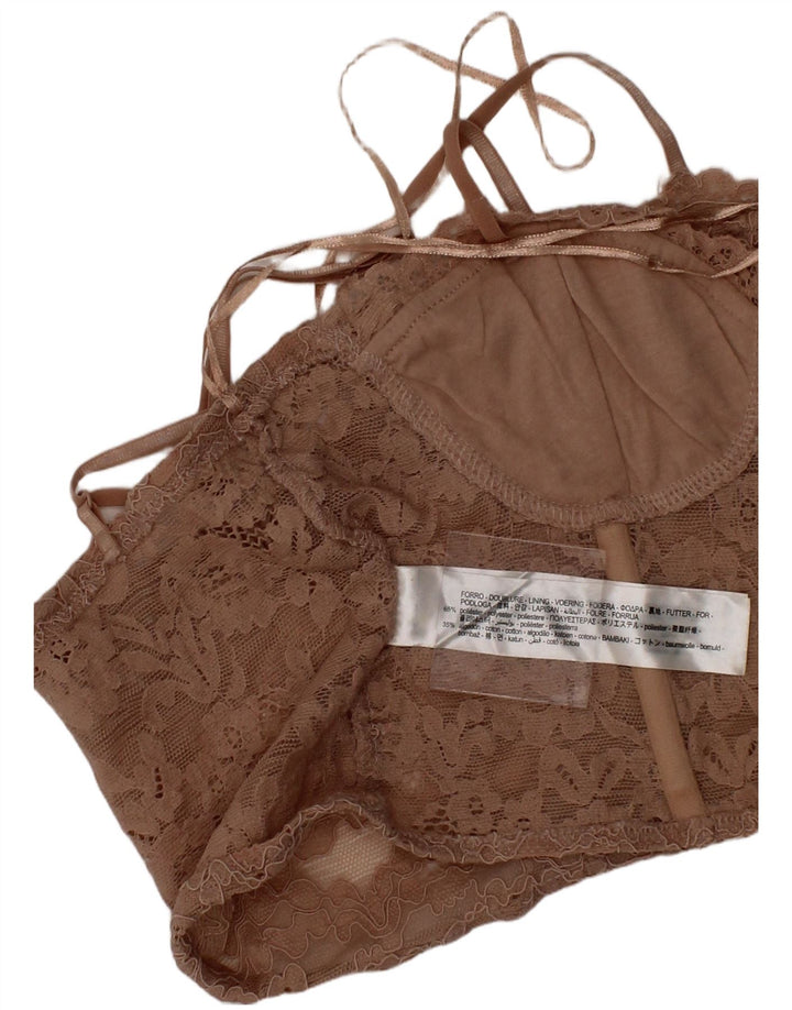 Zara Damen-Korsettoberteil aus Spitze, klein, beige, florales Polyester