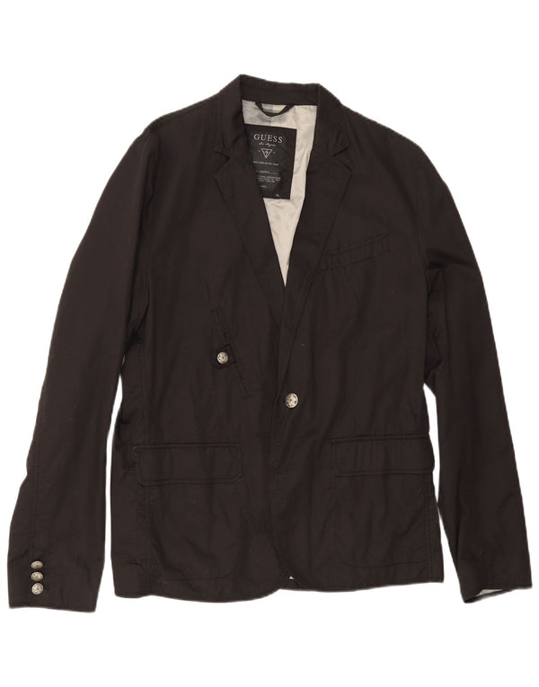 Guess Herren-Blazer mit 1 Knopf, UK 42, XL, schwarze Baumwolle