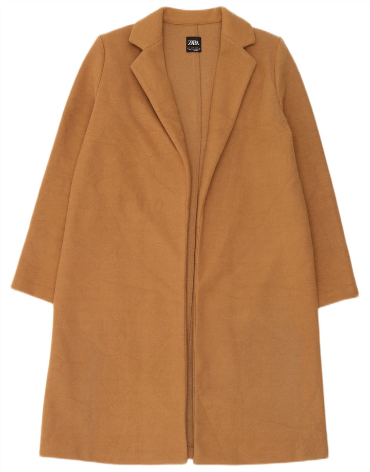 Zara Womens Open Overcoat UK 14 Medium Beige Polyester