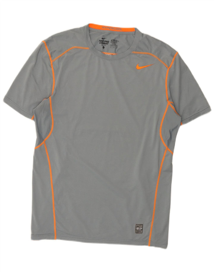 Nike Herren Dri Fit T-Shirt-Oberteil, großes graues Farbblock-Polyester