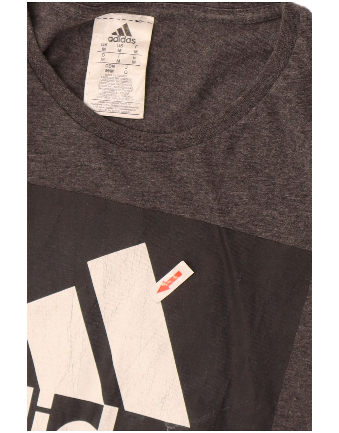 Adidas Herren Grafik-T-Shirt-Oberteil aus mittelgrau gefleckter Baumwolle