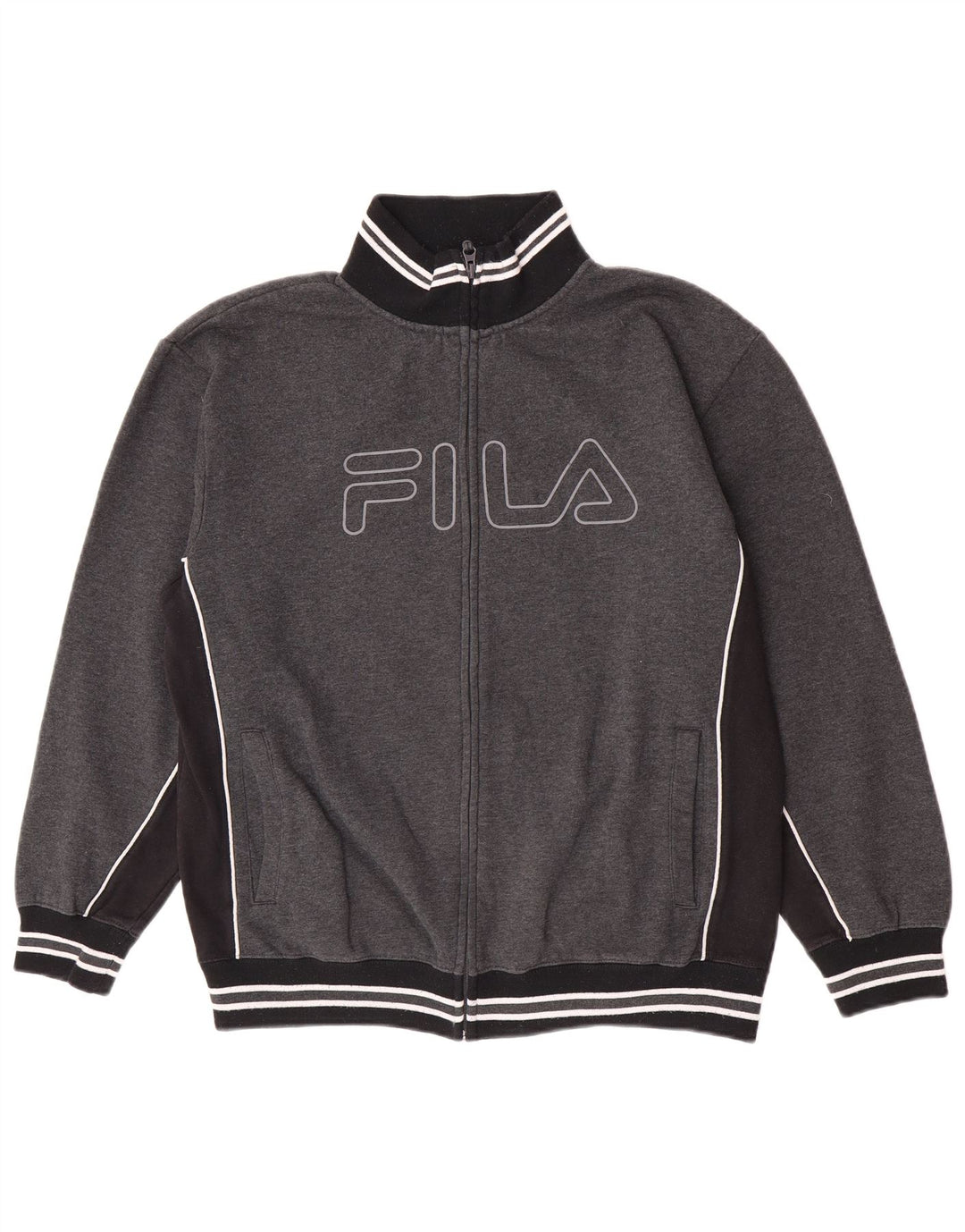 Fila Herren-Trainingsanzugoberteil mit Grafik, Größe L, Grau, Farbblock