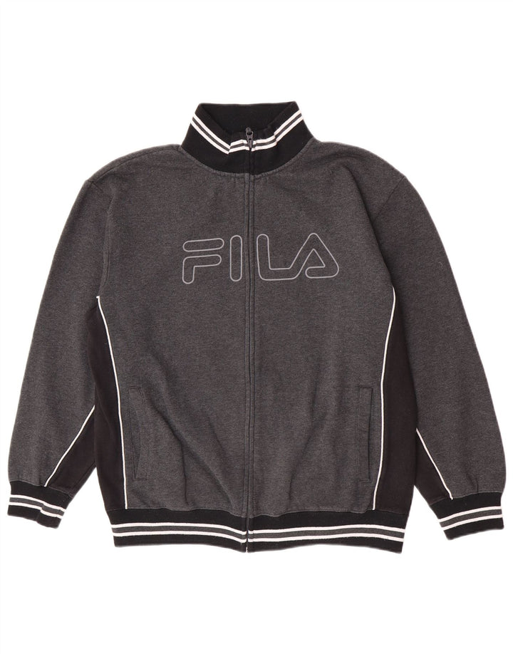 Fila Herren-Trainingsanzugoberteil mit Grafik, Größe L, Grau, Farbblock